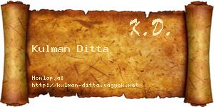Kulman Ditta névjegykártya